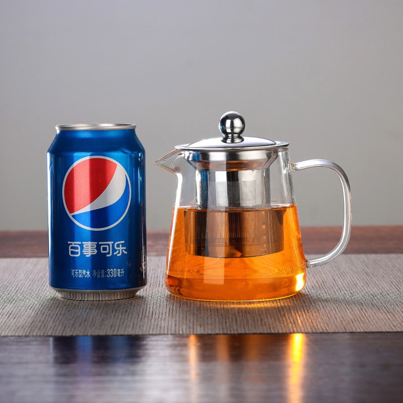 Heat Resistant Glass Kettle Teapot with Removable Stainless Steel Infuser Home Office Glass Teapot Brewing Tea Maker