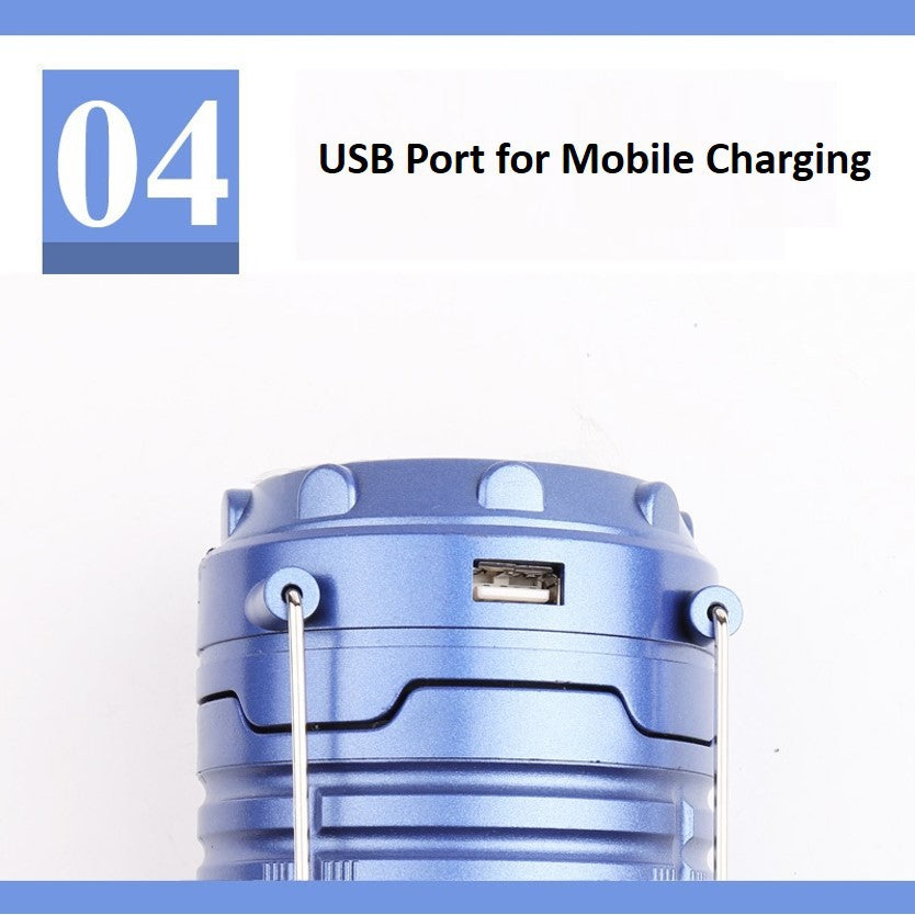 Solar Rechargeable Camping Lantern Hiking Tent Light Flashlight USB Camp Compact Emergency Outages And Blackouts Light