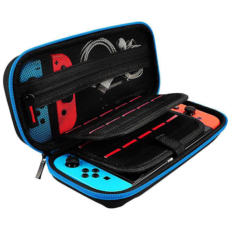 Switch Oled Case EVA Hard Shell Portable Travel Bag for Nintendo Switch Double Compartment Large Zippered Mesh Pocket