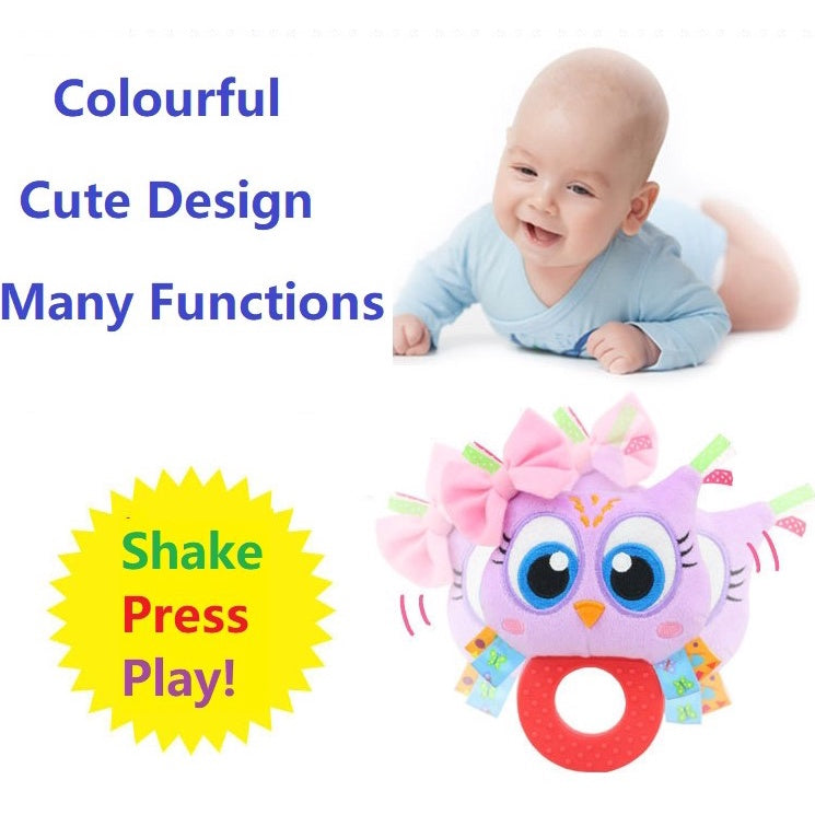 Funny Monkey Baby Soft Toy Rattle Teether Sound Plush Press Grip Squeezing Sounds Rich Colors For Sensory Exploration
