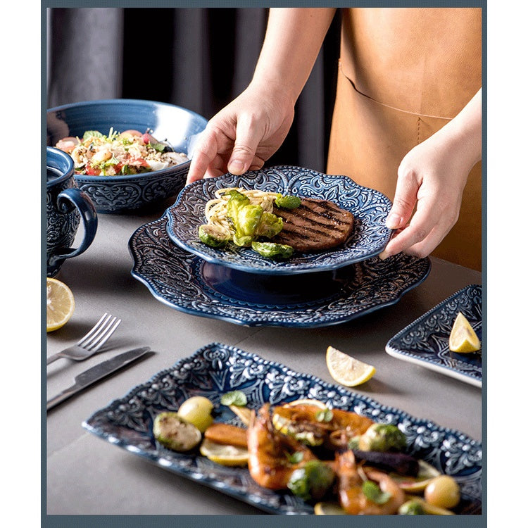 Flat Ware Household Bowl Nordic Ceramic Plate Dishes Creative Personalized Dishes Baked Rice Bowl Nordic Style Plate