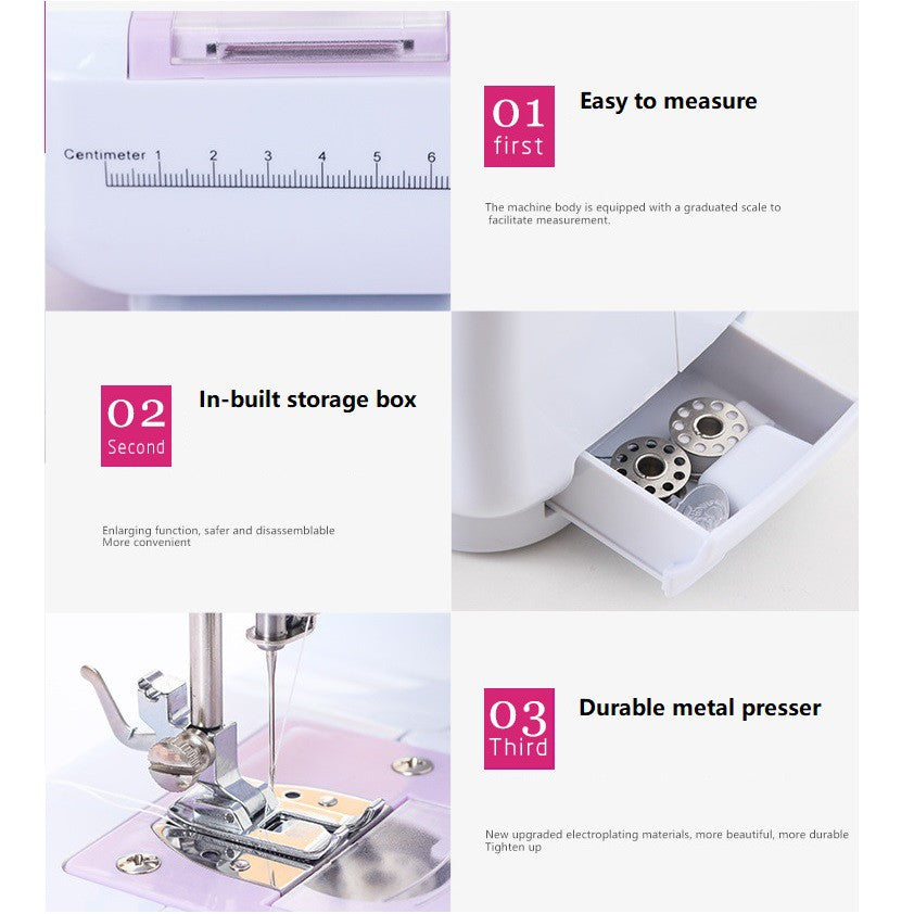 Upgraded Sewing Machine (12 stitches) 3 pin plug warranty needle thread can add Sewing Kit
