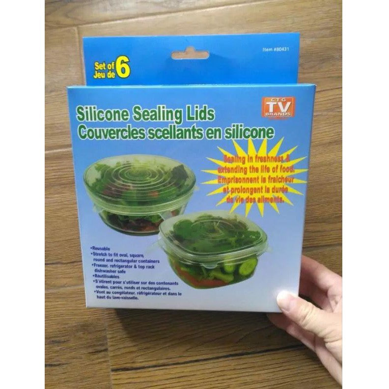 Silicone Stretch Lids 6 sizes-in-1 stretchable to seal bowls lid