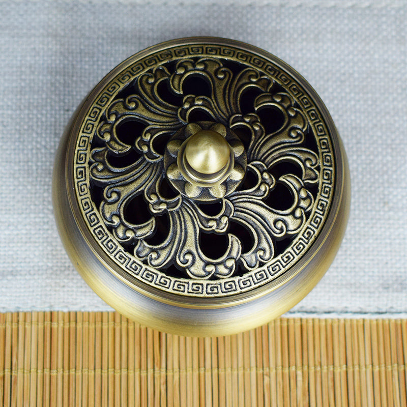 Retro Three Foot Incense Holder Metal Brass Copper Coil Stand Incense Censer Relax Thurible Burner Coil Incense Burner