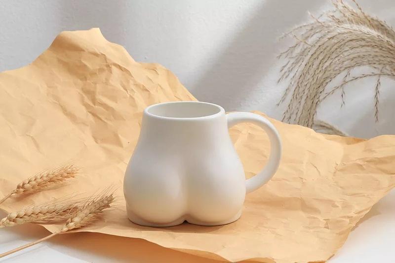 Creative Plump Cup With Sesame Glaze Ceramic Coffee Cup, Fun And Personalized Butt Mug, Niche Design, Korean Minimalist