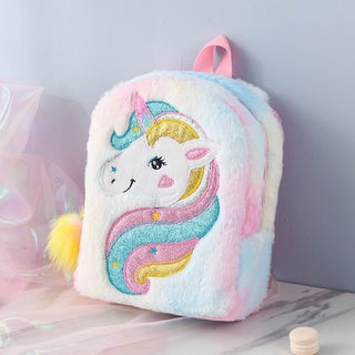 Unicorn Children Princess School Bag Cartoon Kindergarten Schoolbags Kids Color Plush Soft Cute Girls Travel Backpack