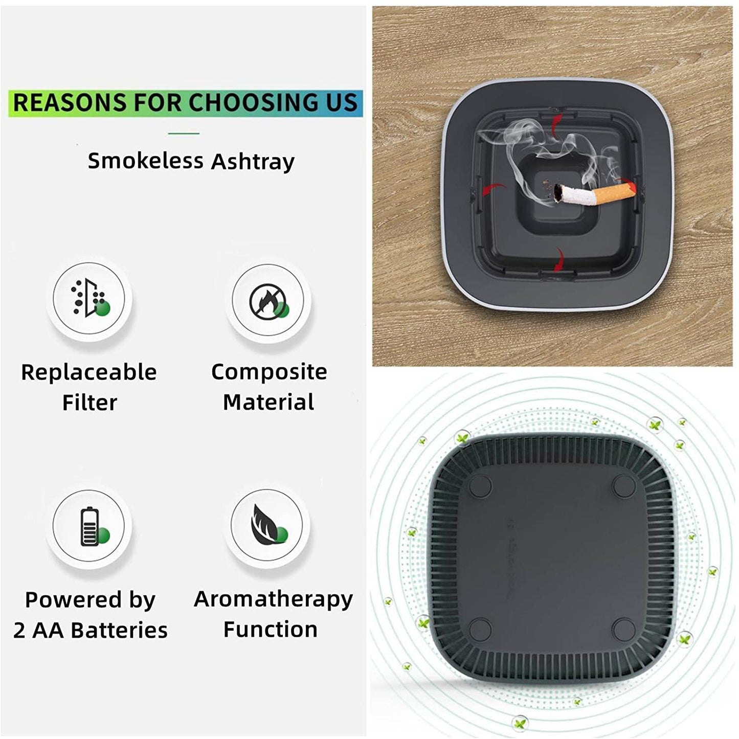 Smokeless Ashtray With Air Purification Function Anti-second-hand Ashtray Air Purifier Automatic Smoke Exhaust Ashtray