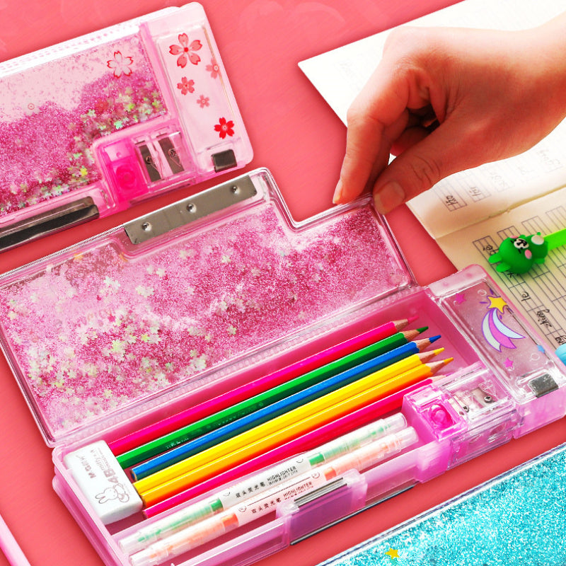 Quicksand Stationery Box Girls Primary School Princess Cute Children Pencil Box Girls Kids School Organizing Pencil Case