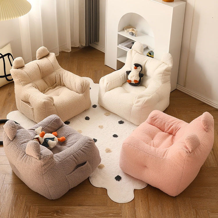 Lazy Sofa Kids Soft Couch Storage Pockets Design Home Decor Mini Casual Seat Cartoon Children's Sofa Reading Kids Chair