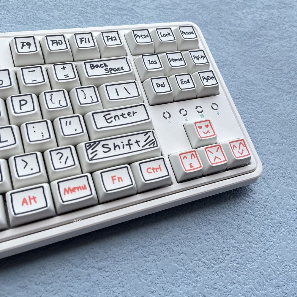 127 Keys Watercolor Pen Keycaps XDA Profile Graffiti Cartoon Anime PBT DYE SUB Mechanical Keyboard Keycap Set