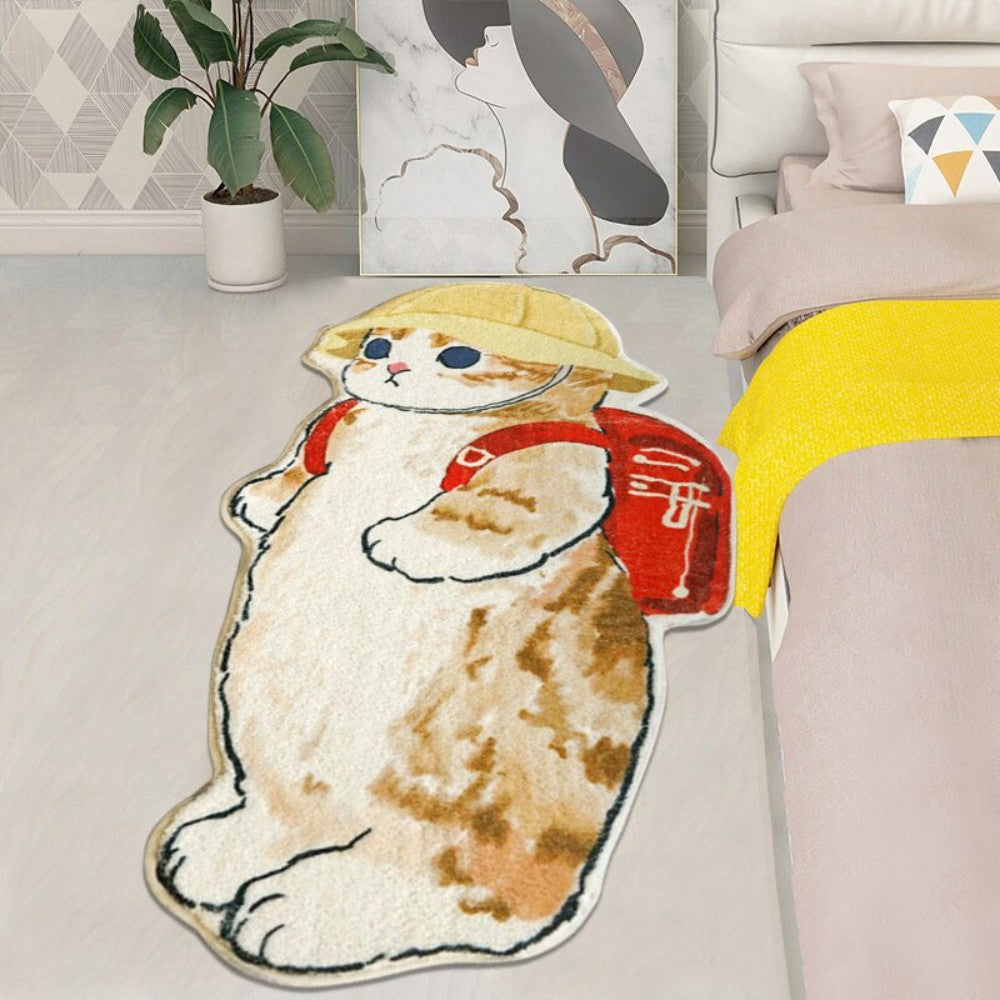 Cartoon Kawaii Cat Carpet Rug Thick Plush Shaggy Fluffy Bedside Carpet Floor Mat Doormat Cute Kid Girl Home Decoration