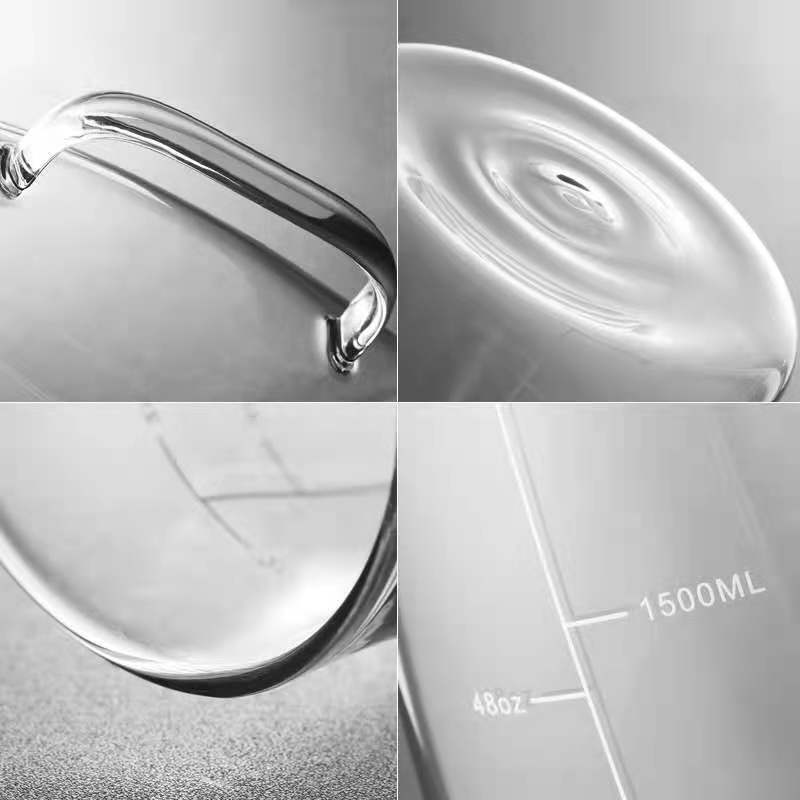 2L Large Capacity High Borosilicate Hydrochloric Acid Glass Jug Heat-resistant Glass Jug Juice Glass Jug Precision Scale With Stainless Steel Filter