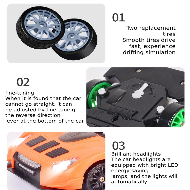 4WD RC Drift Car Toy Remote Control Car 2.4GHz 15km/h High Speed LED Light Race Car Off Road RC Drift 1/24 Vehicle Toy