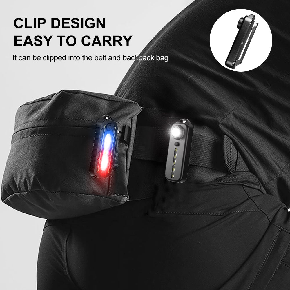 LED Red Blue Shoulder Police Light with Clip USB Charging Flashing Warning Safety Flashlight Torch Bicycle Warn Light Work Lamp