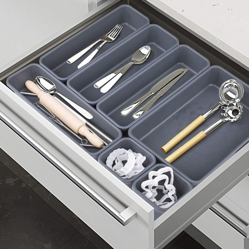 8Pcs Home Divide Drawer Organizer Box Jewelry Makeup Storage Case for Office Kitchen Bedroom Desk Organization