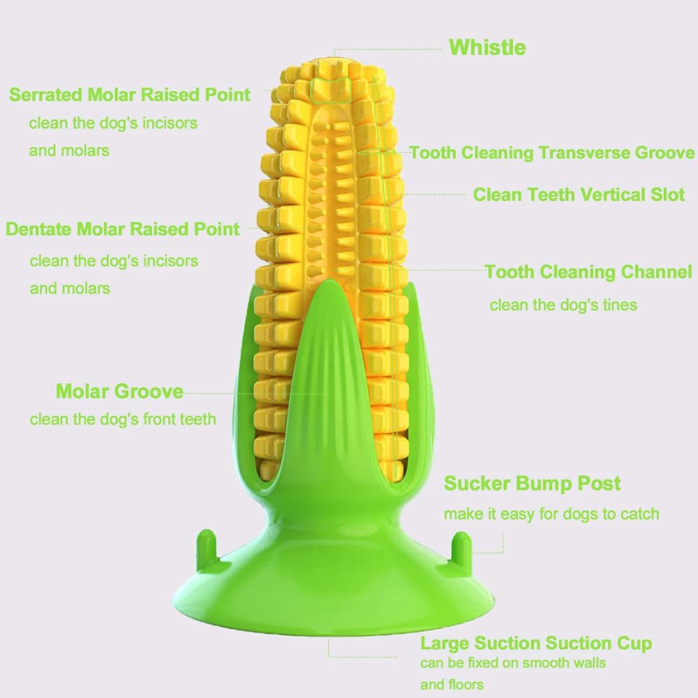 Dog Corn-Shaped Toy With Suction Cup Puppy Chew Cleaning Dental Toy Pet Molar Stick Bite Resistant Interactive Interest