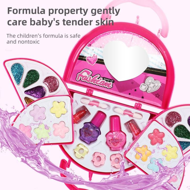 Children's Makeup Kit Washable Cosmetic Princess Pretend Play Set with Handbag for Children Girls Handbag Makeup