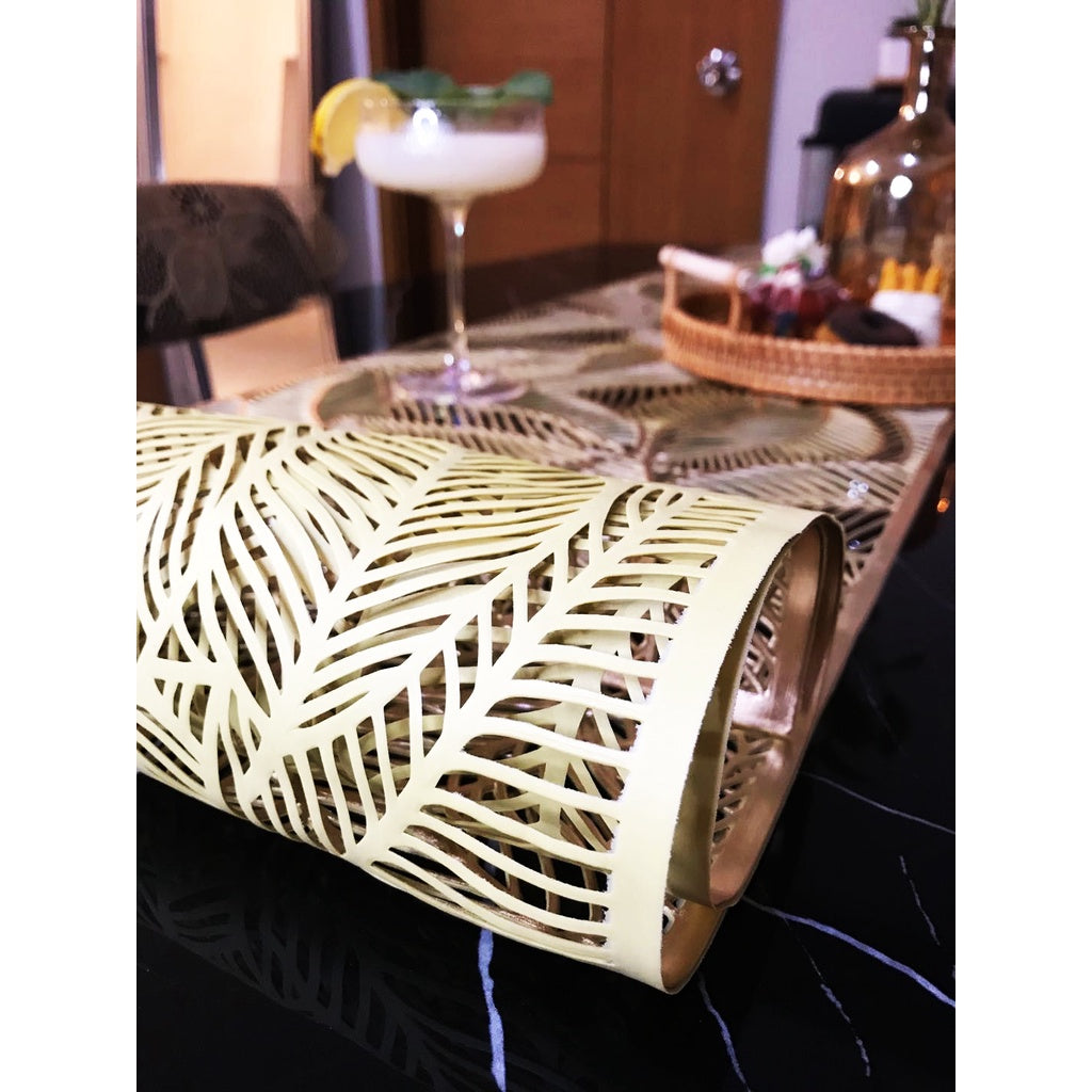 Placemat Rectangular Leaf Hot Stamping Heat Insulation Placemat Nordic Style Table Mat PVC 30x45cm