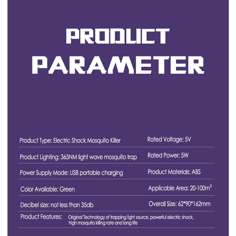 Electric Shock Mosquito Killer Lamp Home Insect Fly Trap Pest Control Repellent USB Charging Night Light