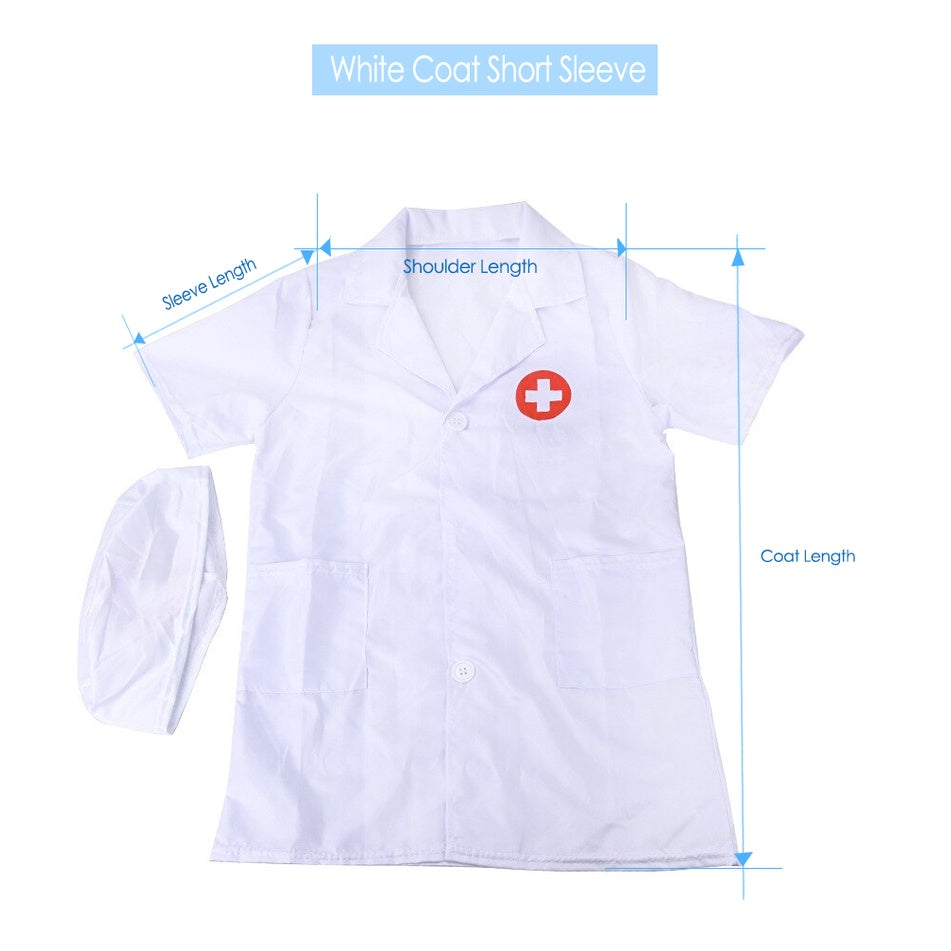 Unisex Kids Doctor Nurse Uniforms Role Play Costume for Girl Boys Nurse Doctor Surgeon Coat Children Cosplay Party Toys