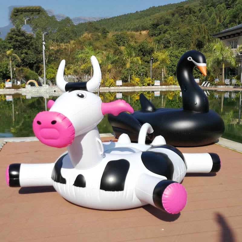 Cow Floating Inflatable Cows Pool Float For Kids Adult Float Raft Water Floating Boat Ride-On Swimming Ring Summer Toys