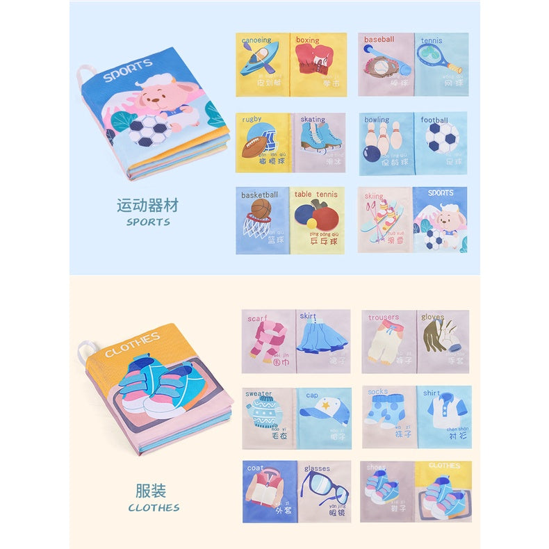Children Chinese English Pinyin Bilingual Cloth Book Crinkle Sound Kids Storybook Educational Baby