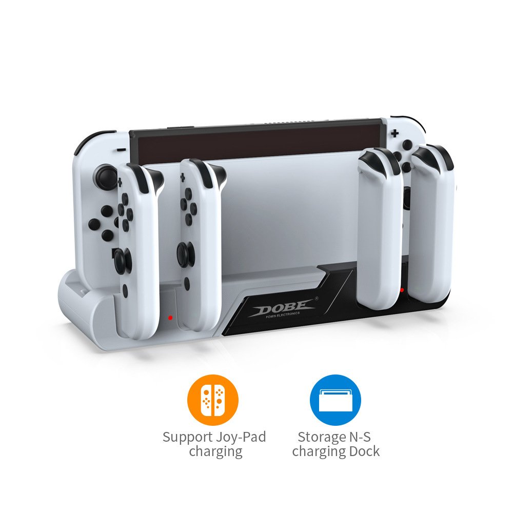 6 in 1 NS Oled Controller Charging Dock Support 4 Joypad 2 Game Cards Charger Stand Station For NS Switch Joycons