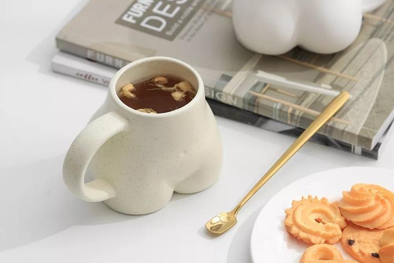 Creative Plump Cup With Sesame Glaze Ceramic Coffee Cup, Fun And Personalized Butt Mug, Niche Design, Korean Minimalist
