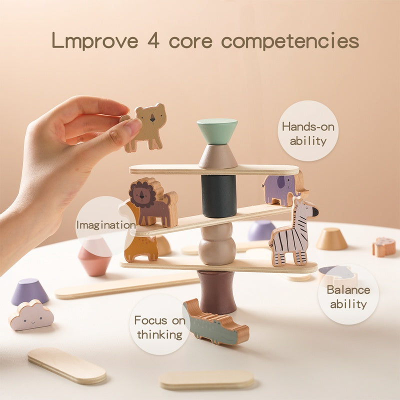 1Set Montessori Toys Busy Board Games Balancer For Children Learning Education Baby Memories Animal Shape Stacking Toys