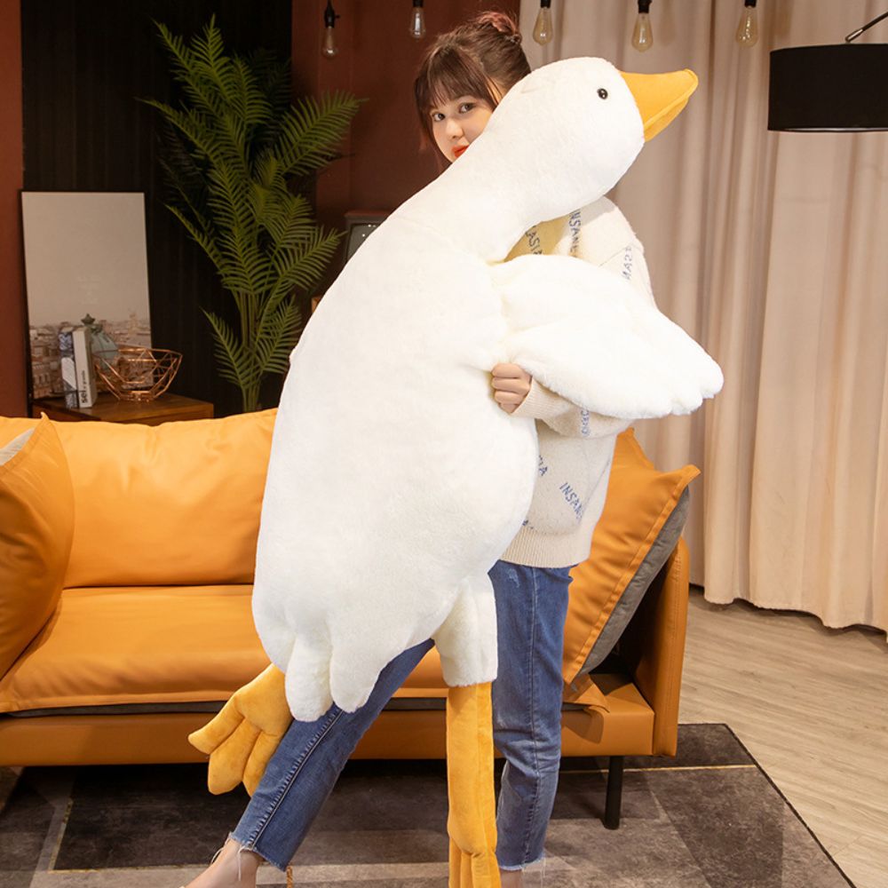 Super Soft Big White Goose Lying Down Pillow Plush Toy Duck Cute Big Goose Doll Pillow Bed Big Goose Stuffed Toys 90CM
