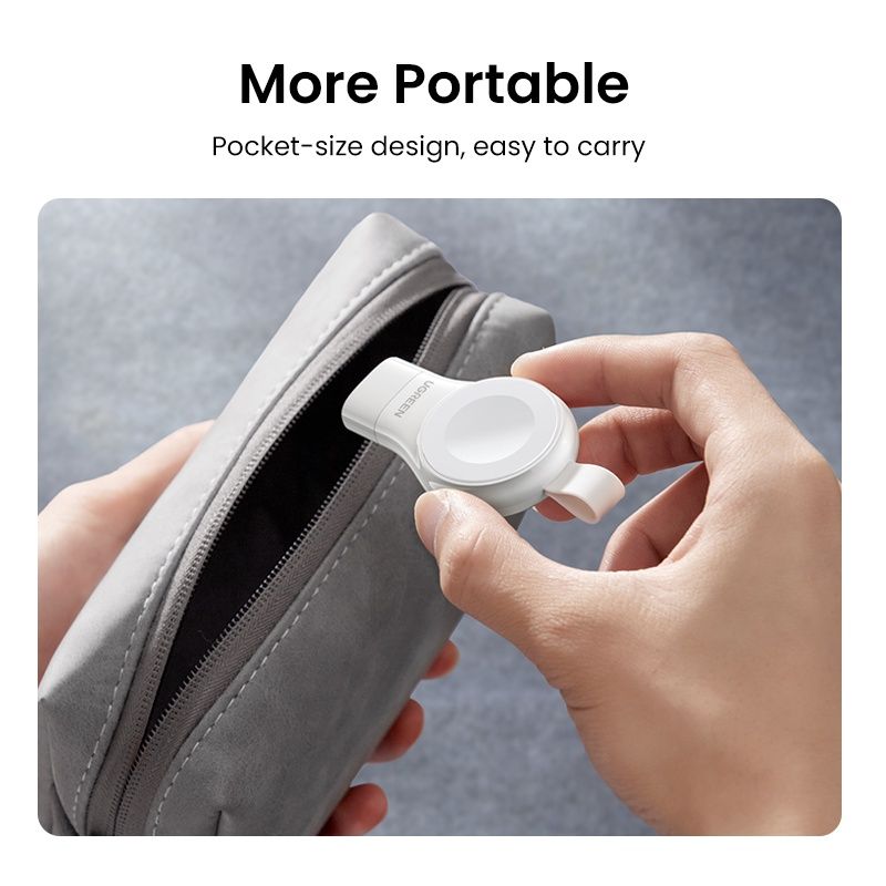 UGREEN Portable Magnetic Charger for Watch, Wireless Portable Watch Charger Travel Cordless MFi Certified Cableless