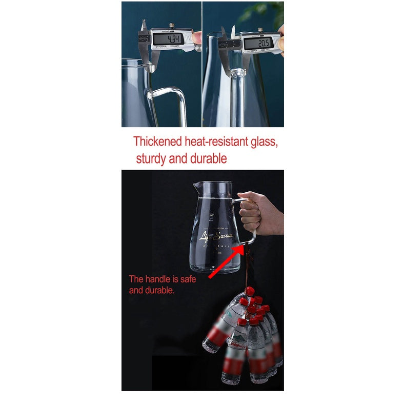 Household Water Jug Jar Kettle Flask Glass Heat Resistant Large Capacity Transparent Drinking Pitcher Glass Juice