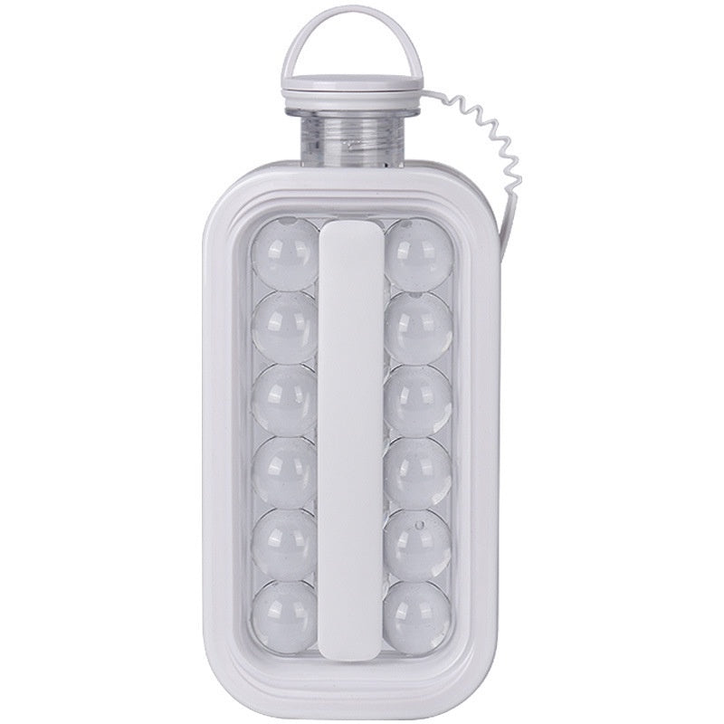 2 in 1 Transparent Ice Ball Maker Summer Water Bottle Ice Molder Bucket Bar Kitchen Tool Portable Icebox Leakproof Lid