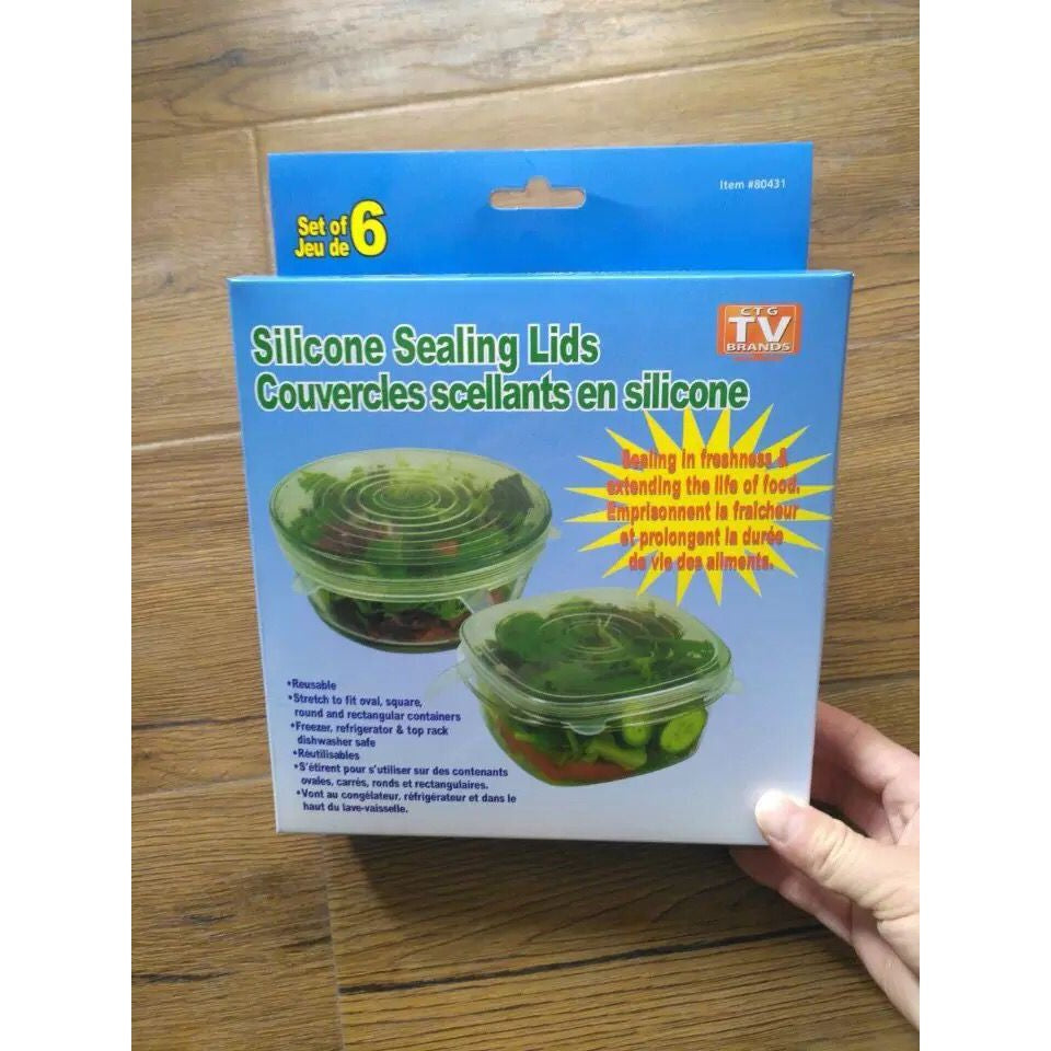 Silicone Stretch Lids 6 sizes-in-1 stretchable to seal bowls lid