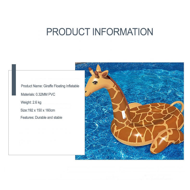 Giraffe Floating Inflatable Giraffe Pool Float For Kids Adult Float Raft Water Floating Boat Ride-On Swimming Ring Toys