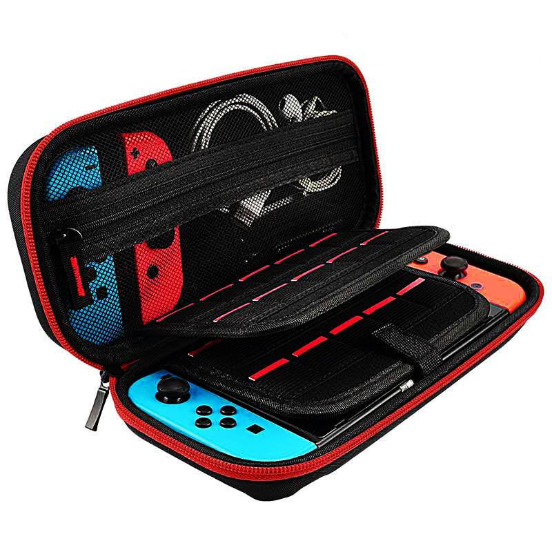Switch Oled Case EVA Hard Shell Portable Travel Bag for Nintendo Switch Double Compartment Large Zippered Mesh Pocket