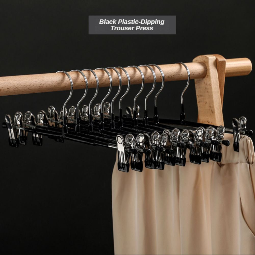20Pcs of Strong Non Slip Clothing Black Hanger with Clip for Pants Skirt Bottom Nano-upgrade Strong Clamping Force