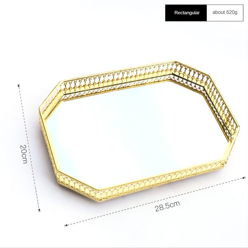 Crystal Tray Decorative Organizer Dessert Serving Nordic Style Retro Hollow Gold-plated Luxury Home Stylish Decoration