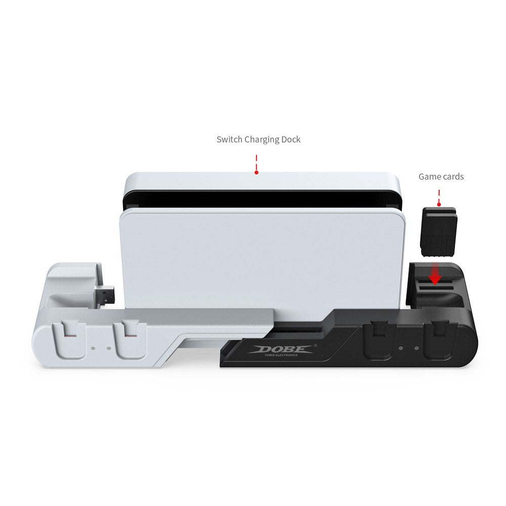 6 in 1 NS Oled Controller Charging Dock Support 4 Joypad 2 Game Cards Charger Stand Station For NS Switch Joycons