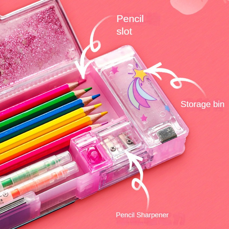 Quicksand Stationery Box Girls Primary School Princess Cute Children Pencil Box Girls Kids School Organizing Pencil Case