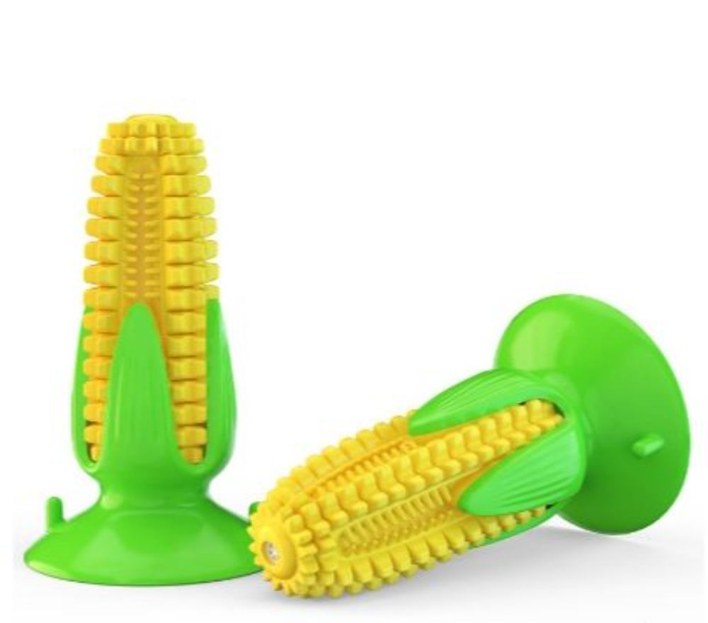 Dog Corn-Shaped Toy With Suction Cup Puppy Chew Cleaning Dental Toy Pet Molar Stick Bite Resistant Interactive Interest