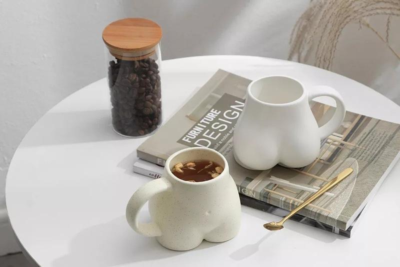 Creative Plump Cup With Sesame Glaze Ceramic Coffee Cup, Fun And Personalized Butt Mug, Niche Design, Korean Minimalist