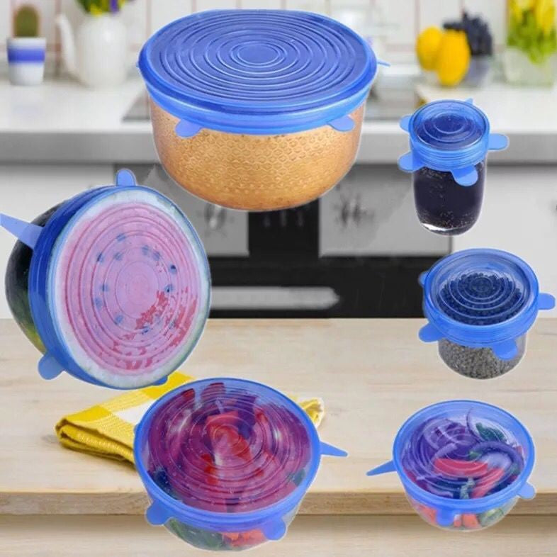 Silicone Stretch Lids 6 sizes-in-1 stretchable to seal bowls lid