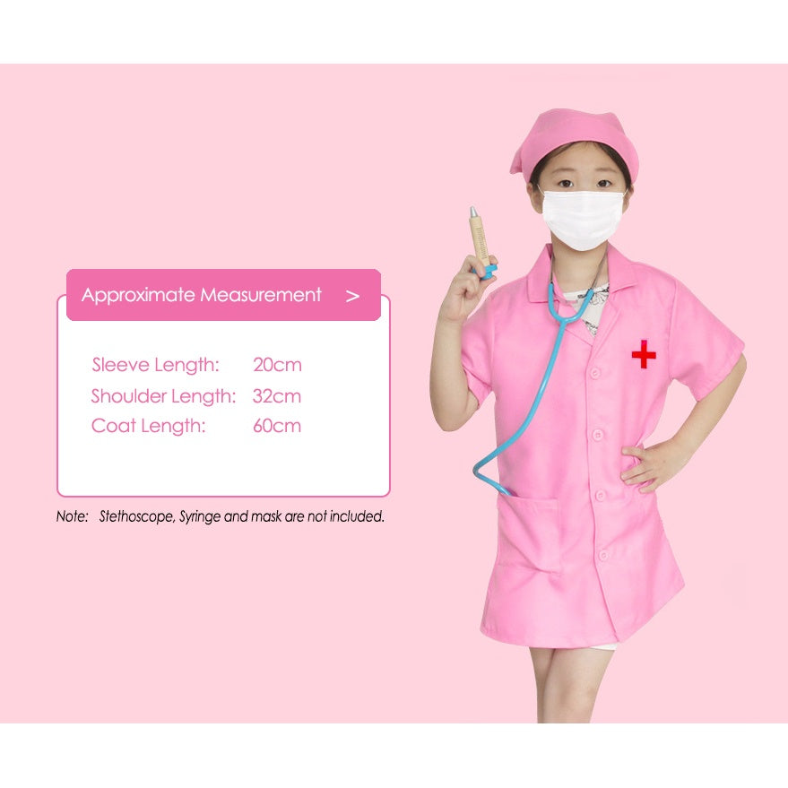 Unisex Kids Doctor Nurse Uniforms Role Play Costume for Girl Boys Nurse Doctor Surgeon Coat Children Cosplay Party Toys