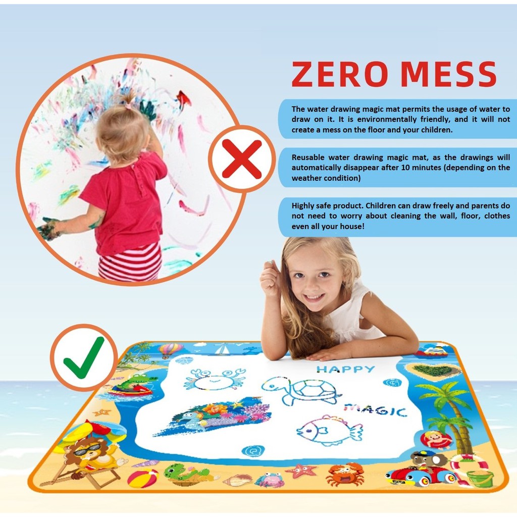 Kids Water Drawing Mat Educational Magic Pen Gift Non Toxic
