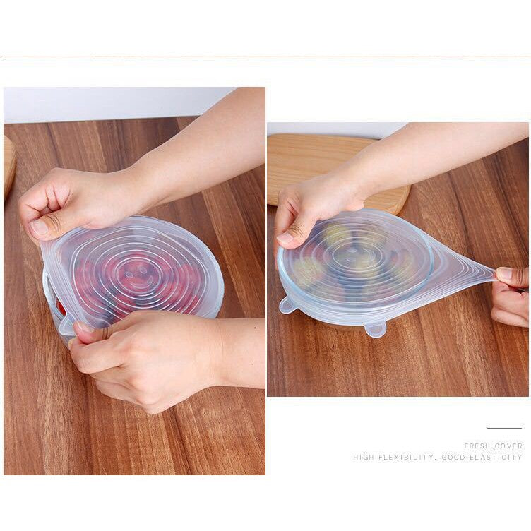 Silicone Stretch Lids 6 sizes-in-1 stretchable to seal bowls lid