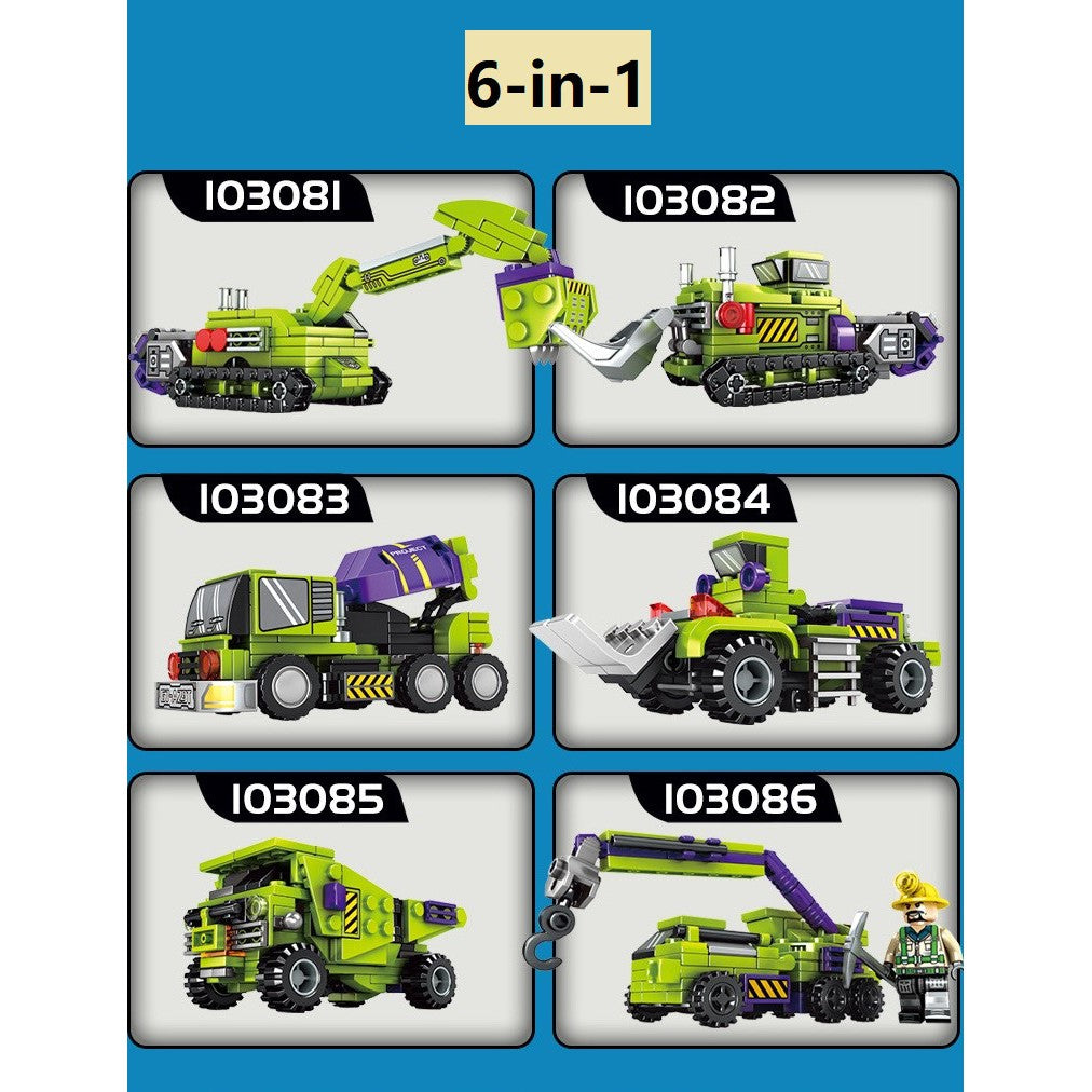 Transformer Hercules Kids Toy Transforming Robots 6-in-1 Engineering Vehicle Combination Set Building Block Educational