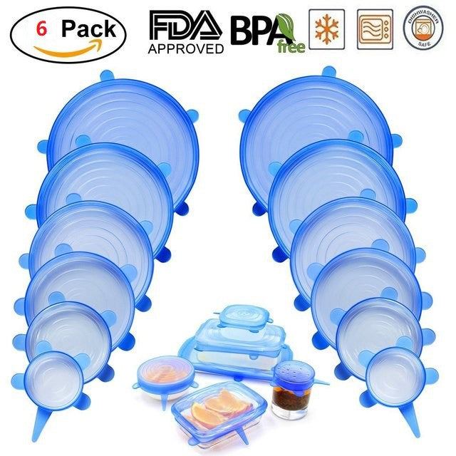 Silicone Stretch Lids 6 sizes-in-1 stretchable to seal bowls lid