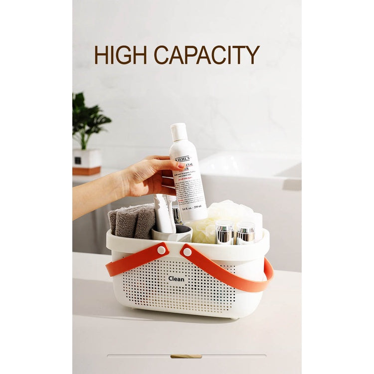 Portable Bathroom Basket Bath Wash Toilet Storage Shower Closet Kitchen Storage Drain Basket Box Organizer Handles Holes
