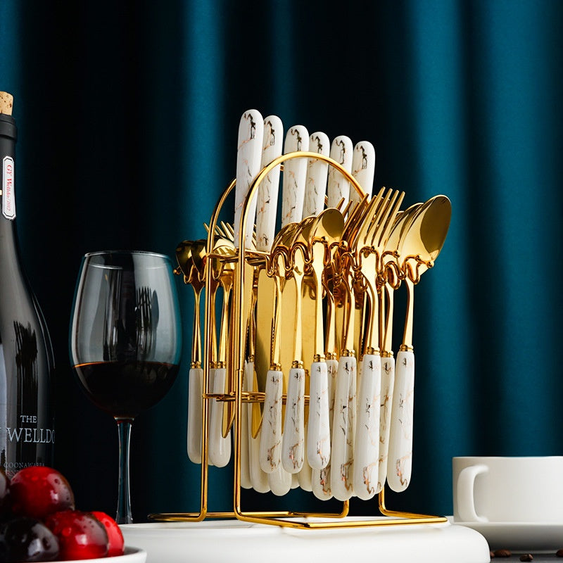 24 Pcs Stainless Steel Cutlery Set Table Knife Fork Spoon Kitchen Tableware Silverware Sets Made Of High Quality Grade
